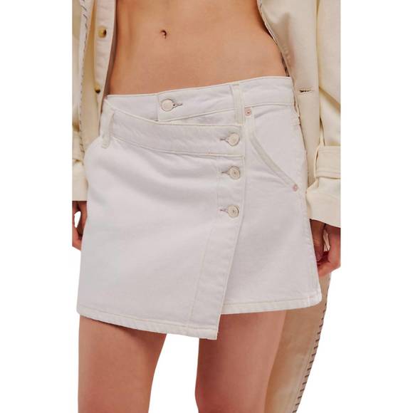 NEW FREE PEOPLE wynne denim skirt in bright white - Picture 1 of 3